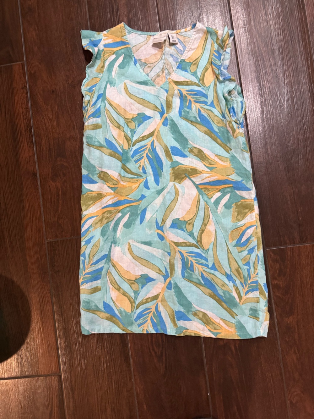 Rachel Zoe Aqua, Blue and Mustard Leaf-Print Bed Scarf